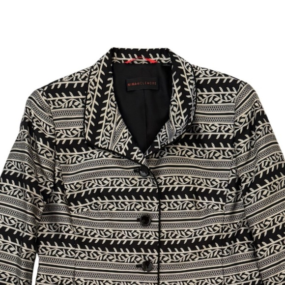 Nina McLemore 100% Silk Patterned Tailored Botton-Down Blazer Jacket Size 6 - Picture 8 of 14